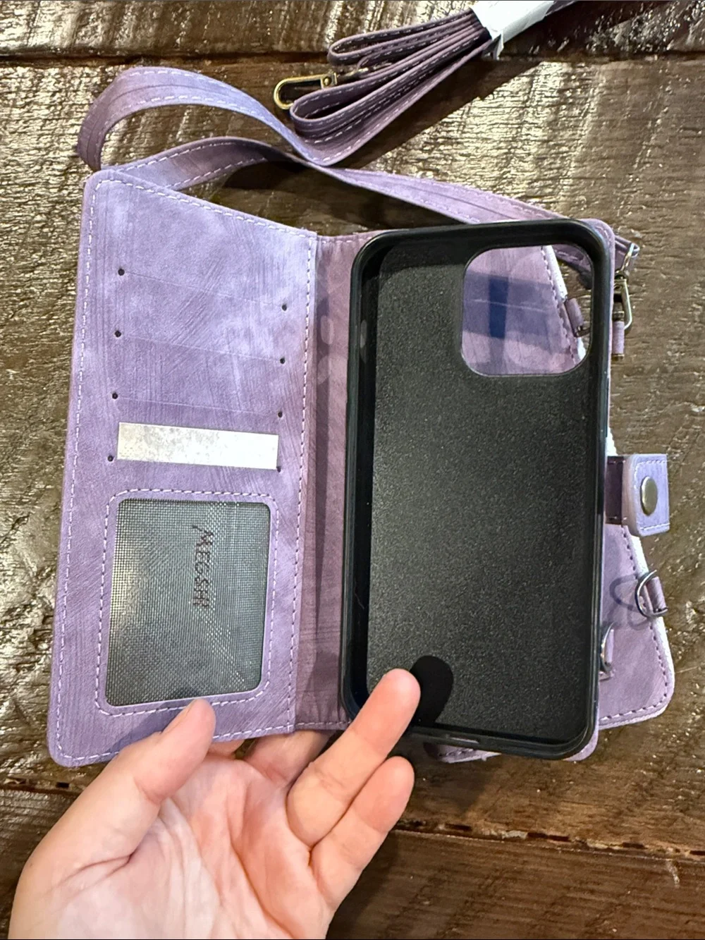 Lavender Crossbody Wallet Phone Case with Detachable Strap